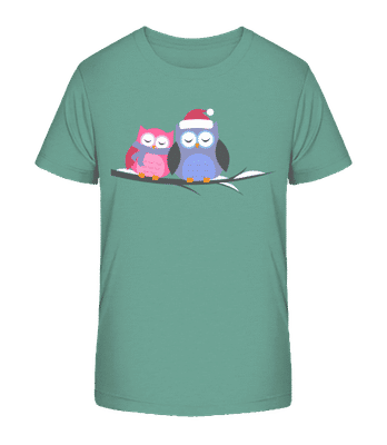 Christmas Owls - Kid's Organic T-Shirt Stanley Stella 2.0 - Teal - Front