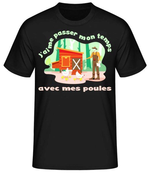 Aperçu: Avec Mes Poules - T-shirt standard Homme - Noir - Devant