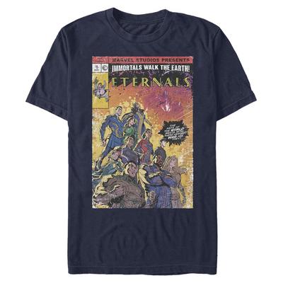 Marvel - Eternals - Photo de groupe Vintage Style Comic Cover - Homme T-shirt - Bleu marine - Devant