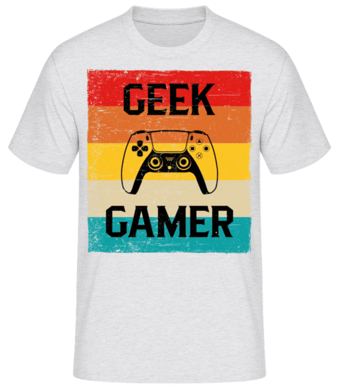 Vorschau: Geek Gamer - Männer Basic T-Shirt - Grau meliert - Vorne