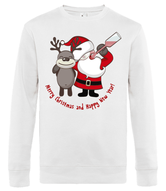 Preview: Merry Christmas Santa And Deer - Men's standard sweatshirt - White - Front