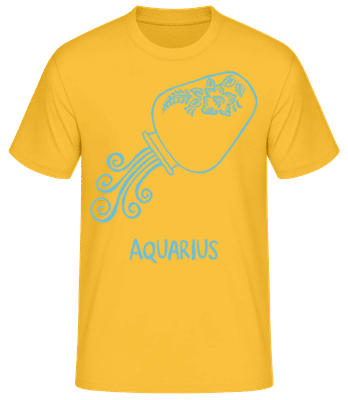 Scribble Style Zodiac Sign Aquarius - Men's Basic T-Shirt - Golden yellow - Front