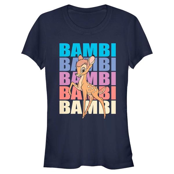 Aperçu: Disney Classics - Bambi - Bambi Name Stacked - Femme T-shirt - Bleu marine - Devant