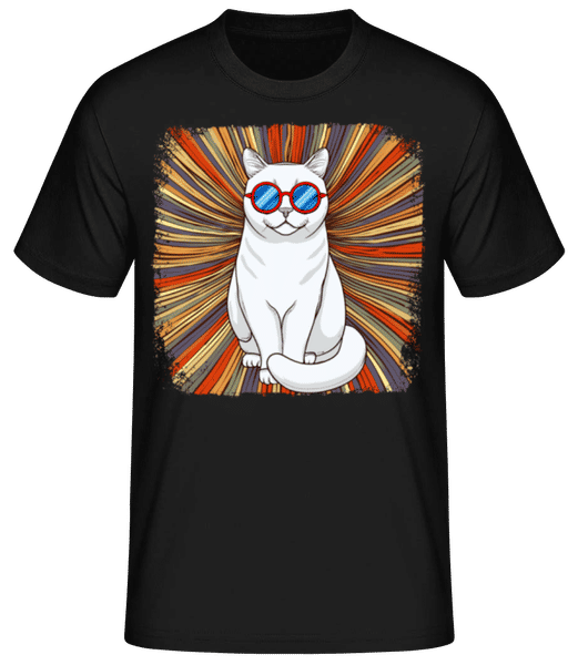 Vorschau: Britisch Kurzhaar Hippie Look - Männer Basic T-Shirt - Schwarz - Vorne