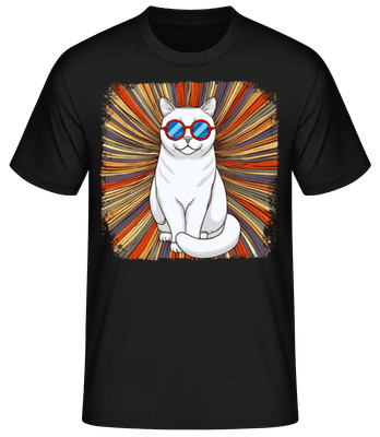 Chat British Shorthair Look Hippie - T-shirt standard Homme - Noir - Devant