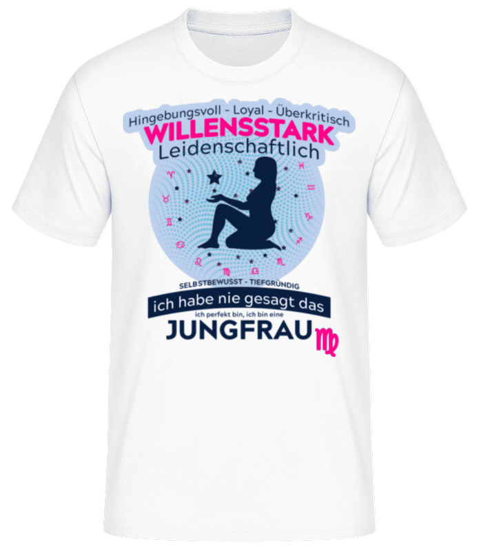 Vorschau: Sternzeichen Jungfrau Blau - Männer Basic T-Shirt - Weiß - Vorne