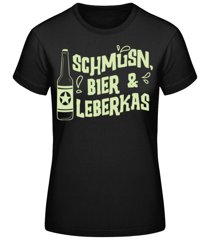 Vorschau: Schmusn Bier Leberkas - Frauen Basic T-Shirt - Schwarz - Vorne