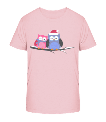 Christmas Owls - Kid's Organic T-Shirt Stanley Stella 2.0 - Pink - Front