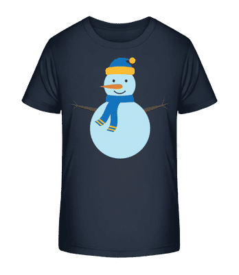 Snowman With Cap - Kid's Organic T-Shirt Stanley Stella 2.0 - Navy - Front