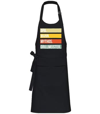 Opa Mann Mythos Grillmeister - Profi Kochschürze - Schwarz - Vorne