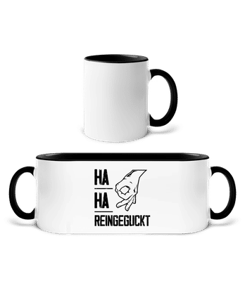 Handzeichen Reingeguckt - Tasse zweifarbig - Weiß / Schwarz - Vorne