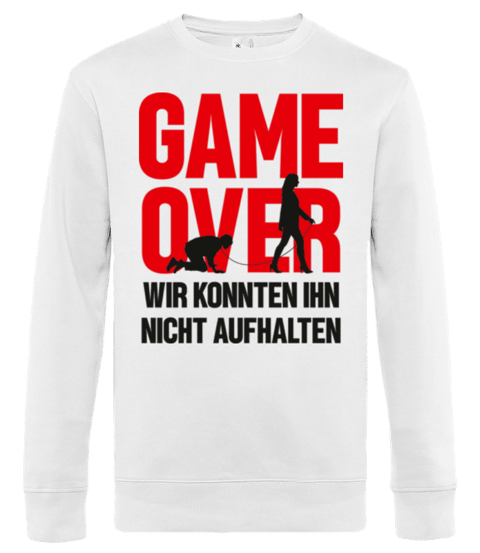 Vorschau: JGA Game Over Konnten Nicht Aufhalten - Männer Standard Pullover - Weiß - Vorne