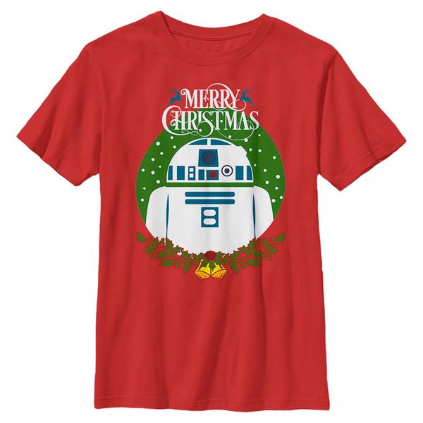 Aperçu: Star Wars - R2-D2 R2 Wreath - Christmas - Enfant T-shirt - Rouge - Devant