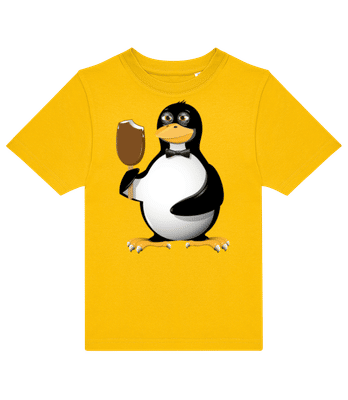 Penguin Is Eating An Ice Cream - Kids B&C T-Shirt - Yellow - Front
