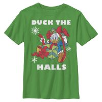 Disney Classics - Micky Maus - Donald Duck Holiday Duck - Weihnachten - Kinder T-Shirt - Irischgrün - Vorne