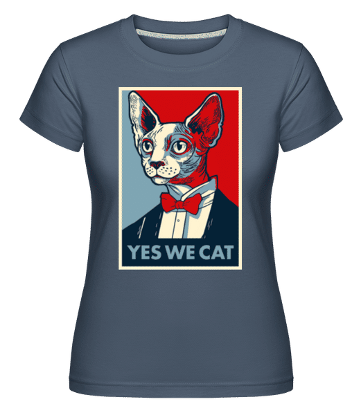 Aperçu: Yes We Cat -  T-shirt Shirtinator femme - Bleu denim - Devant