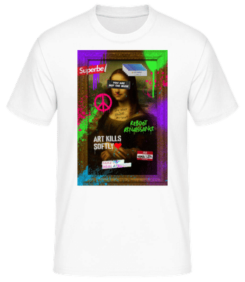 Mona Lisa’s 404 Smile - Männer Basic T-Shirt - Weiß - Vorne