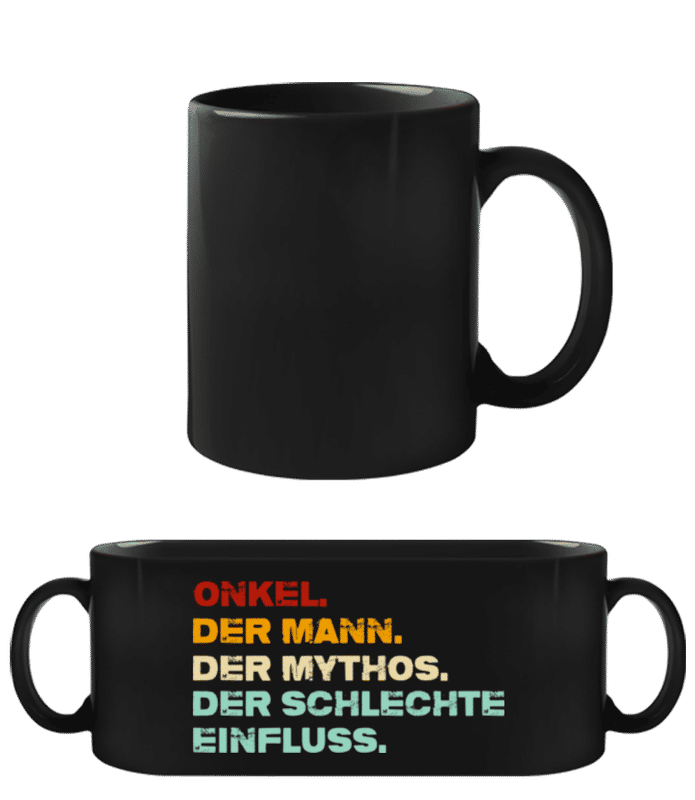 Vorschau: Onkel Mann Mythos Schlechter Einfluss - Schwarze Tasse - Schwarz - Vorne