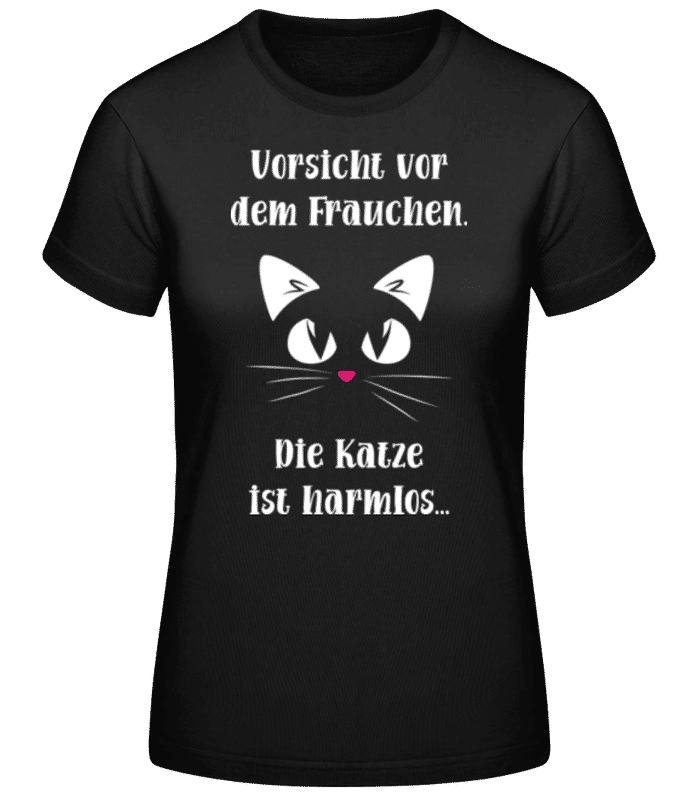 Vorschau: Vorsicht Vor Dem Frauchen Katze - Frauen Basic T-Shirt - Schwarz - Vorne