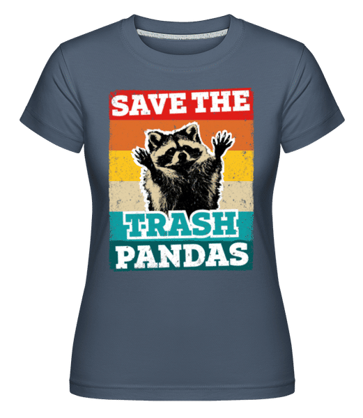 Aperçu: Save The Trash Pandas -  T-shirt Shirtinator femme - Bleu denim - Devant