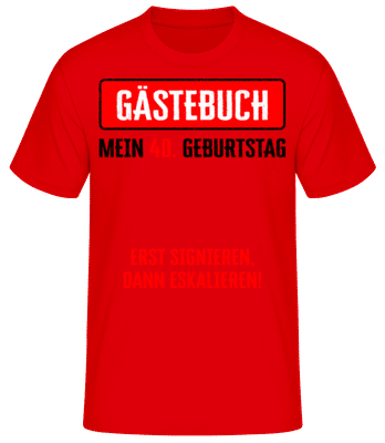 Gästebuch 40 Geburtstag - Männer Basic T-Shirt - Rot - Vorne