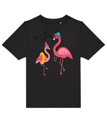Party Flamingos - Dětské tričko B&C - Černá - Napřed
