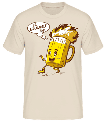 Es Eskaliert Eh - Männer Basic T-Shirt - Creme - Vorne