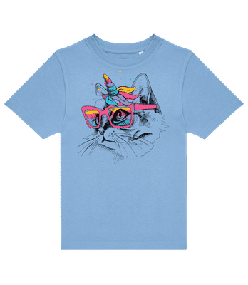 Unicorn Party Cat - Kids B&C T-Shirt - Light blue - Front