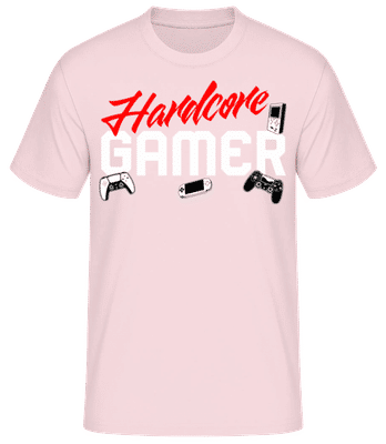 Hardcore Gamer - Pánské basic tričko - Růžová - Napřed