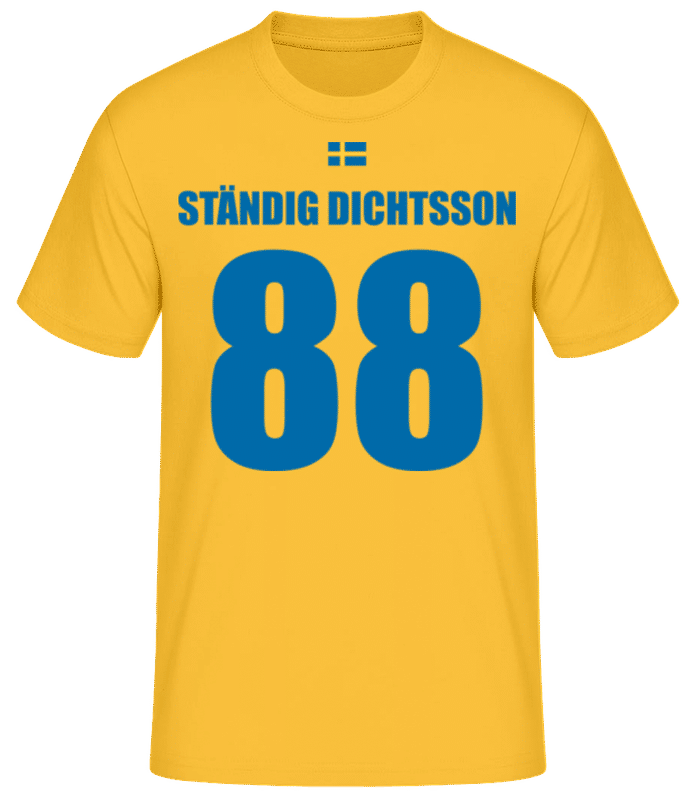 Vorschau: Schweden FußballTrikot Ständig Dichtsson - Männer Basic T-Shirt - Goldgelb - Vorne