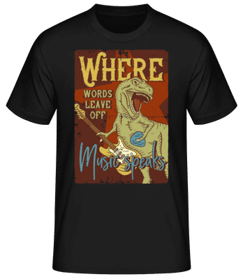 Music Speaks Dino - Men's Basic T-Shirt - Black - Front