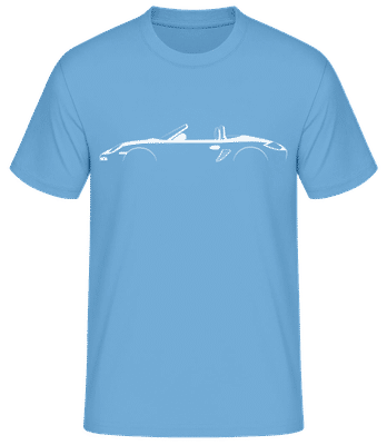 'Porsche Boxster (987)' Silhouette - Pánské basic tričko - Světle modrá - Napřed
