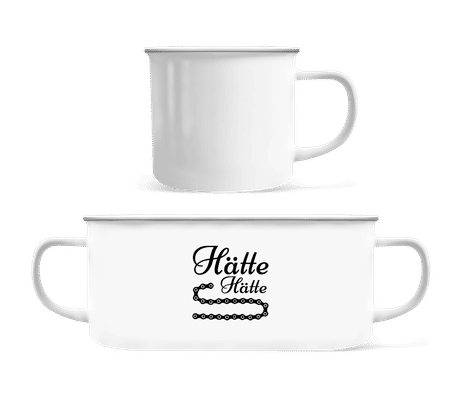 Hätte, Hätte, Fahrradkette - Emaille-Tasse - Weiß - Vorne