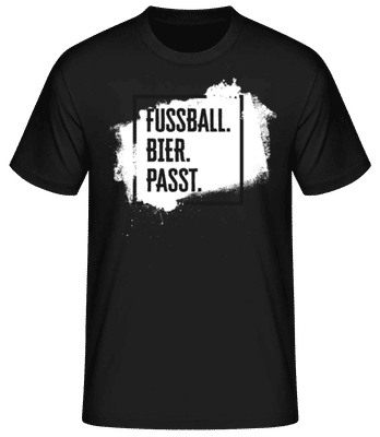 Fußball Bier Passt - Männer Basic T-Shirt - Schwarz - Vorne