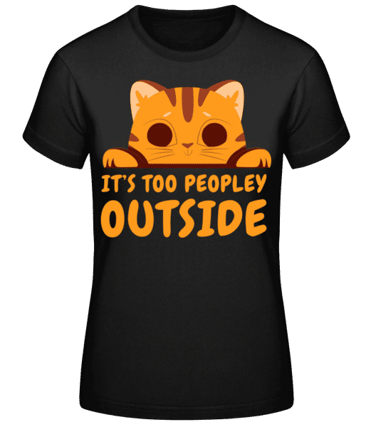 Aperçu: Cute Cat Too Peopley Outside - T-shirt standard Femme - Noir - Devant