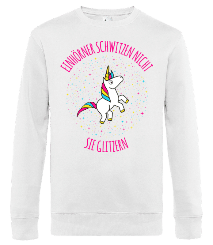 Vorschau: Einhörner Glitzern - Männer Standard Pullover - Weiß - Vorne