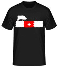 Vache drapeau suisse - T-shirt standard Homme - Noir - Devant