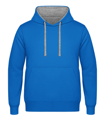 Unisex mikina s kapucí dvoubarevná - Světle modrá / Melirovĕ šedá - Napřed