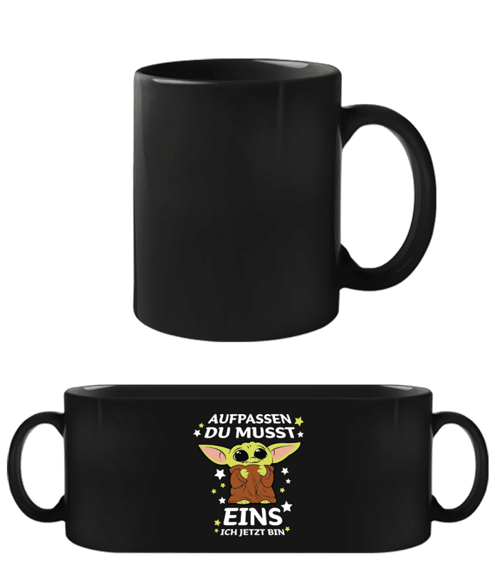 Vorschau: Eins Ich Jetzt Bin - Schwarze Tasse - Schwarz - Vorne