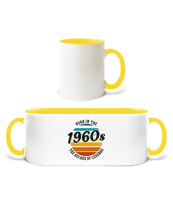 1960 The Decade Of Legends - Two-toned Mug - White / Yellow - Front