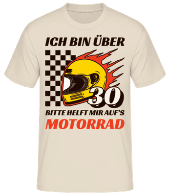 Über 30 Helft Mir Auf's Motorrad - Männer Basic T-Shirt - Creme - Vorne