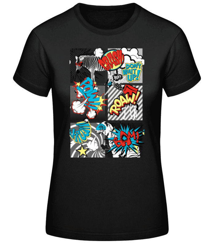 Aperçu: Animaux Bande Dessinée - T-shirt femme B&C - Noir - Devant