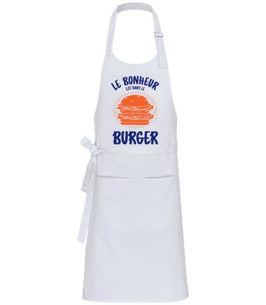 Aperçu: Le Bonheur Est Dans Le Burger - Tablier professionnel - Blanc - Devant