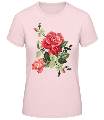 Red Roses Pink - Women's Basic T-Shirt - Pink - Front
