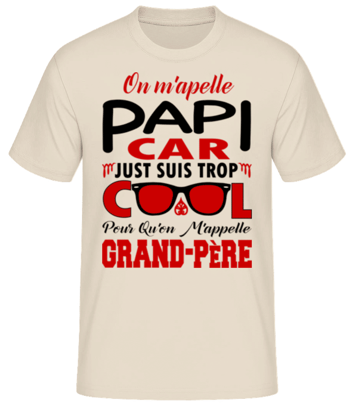 Aperçu: Papi Cool - T-shirt standard Homme - Crème - Devant