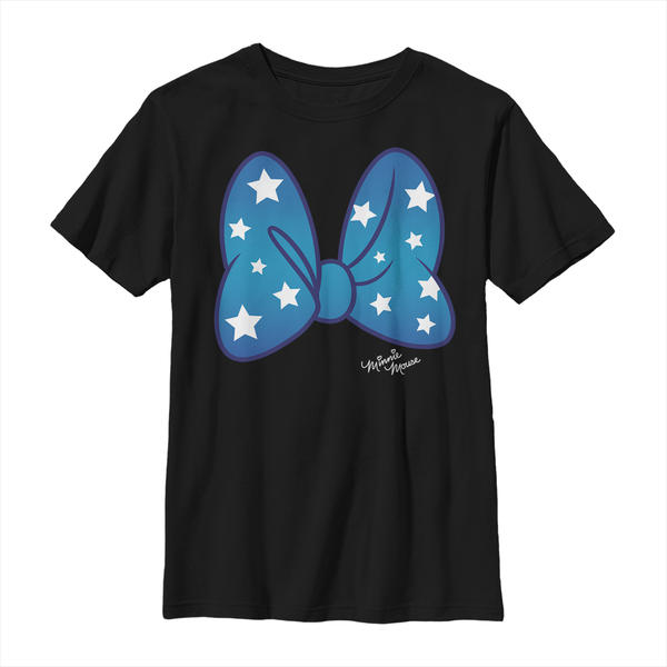 Aperçu: Disney - Mickey Mouse - Minnie Mouse Stars Bow - Enfant T-shirt - Noir - Devant