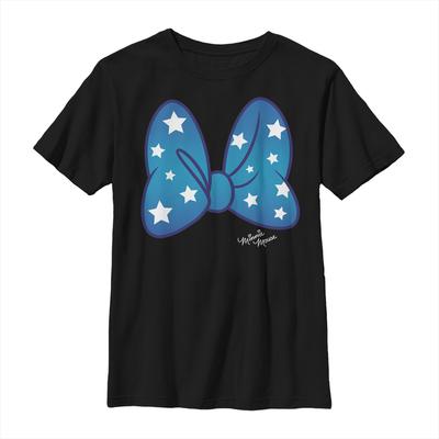 Disney - Mickey Mouse - Minnie Mouse Stars Bow - Kids T-Shirt - Black - Front