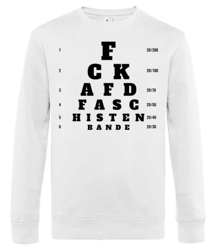 Vorschau: Protest Demo Fck AFD - Männer Standard Pullover - Weiß - Vorne