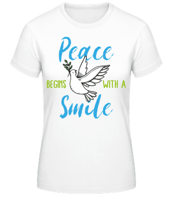 Peace Begins With A Smile - Women's Basic T-Shirt - White - Front