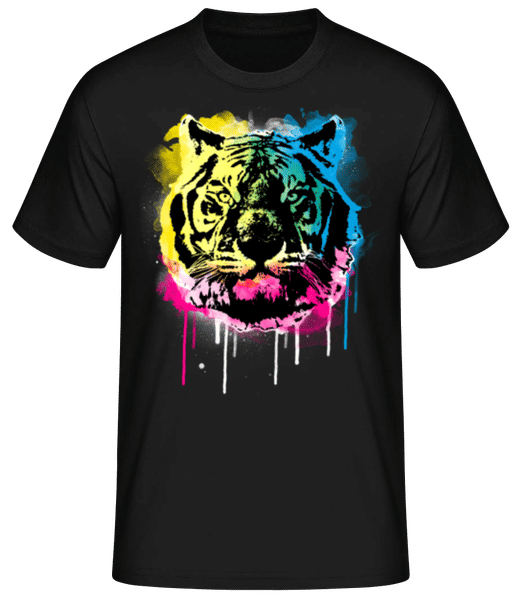 Aperçu: Tigre Multicolore - T-shirt standard Homme - Noir - Devant